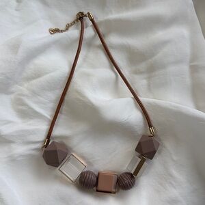 Geometric Brown and Gold Necklace